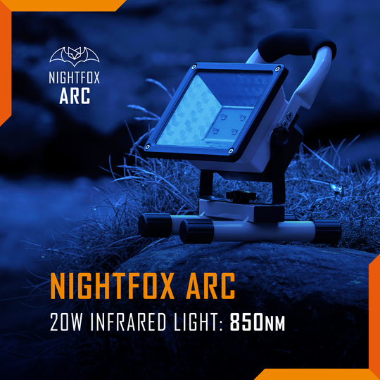 The Nightfox ARC infrared light standing on a rock.