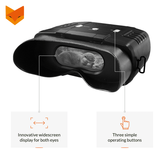 Nightfox 100V Night Vision Binocular | Innovative widescreen display for both eyes | Three simple operating buttons